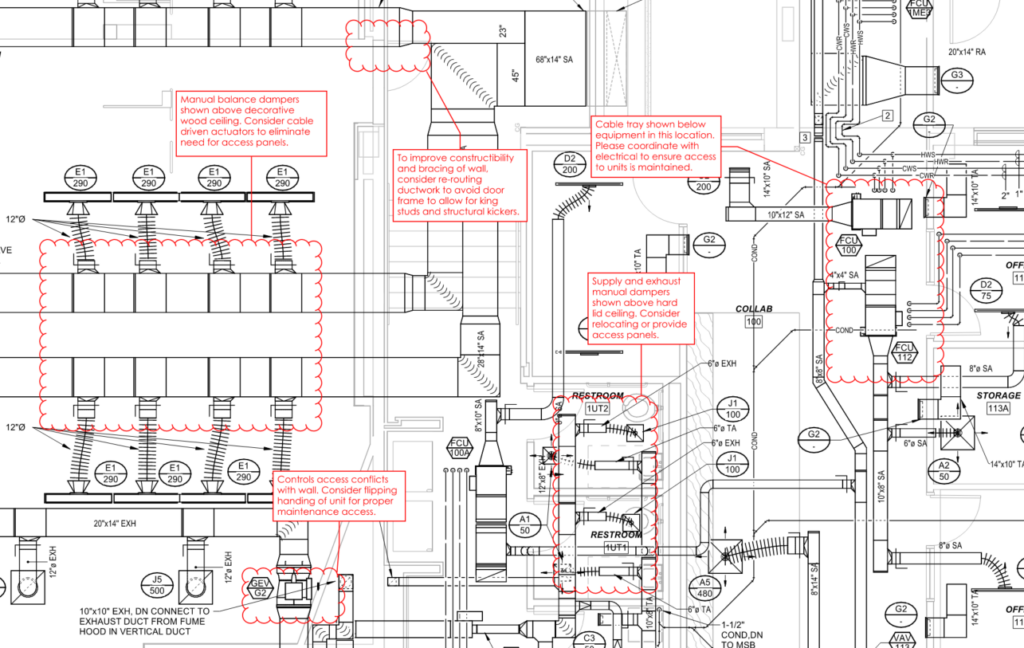Example of a marked-up document, part of Entegrity's Design and Constructability Reviews